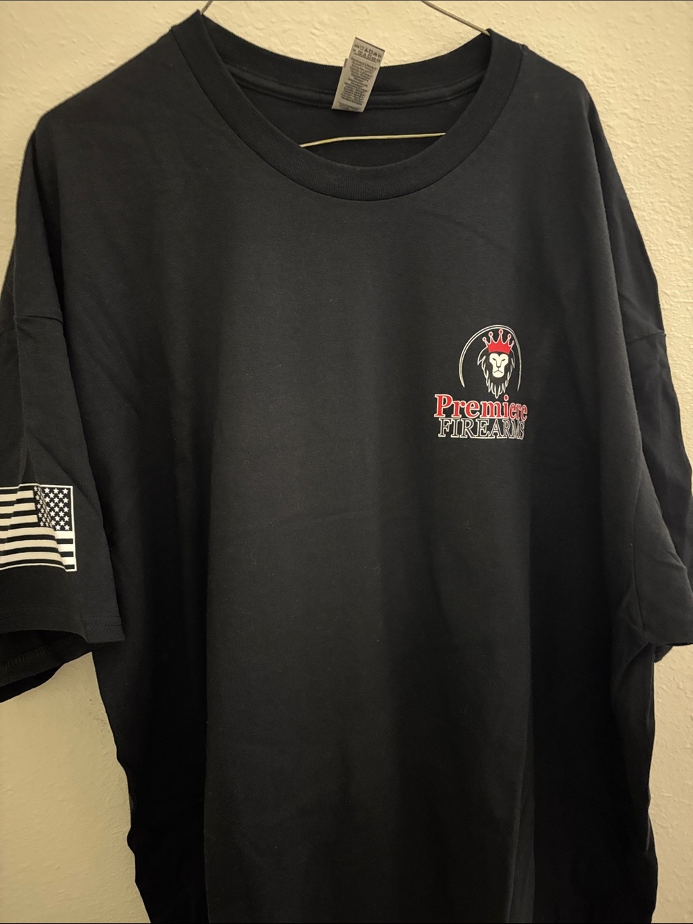 Gildan Black Short-Sleeve Tee with Small Red & White Logo